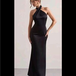 Sophisticated Black Halter Maxi Dress